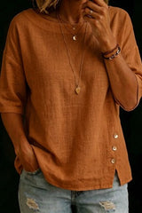 1/2 Sleeved Button Round Neck Top