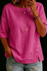 1/2 Sleeved Button Round Neck Top