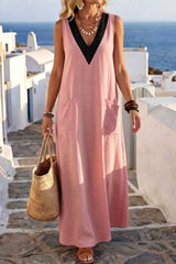 V-Neck Sleeveless Maxi Dress
