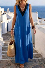 V-Neck Sleeveless Maxi Dress