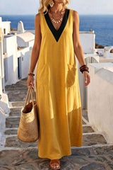 V-Neck Sleeveless Maxi Dress