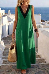 V-Neck Sleeveless Maxi Dress