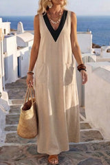 V-Neck Sleeveless Maxi Dress