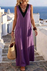 V-Neck Sleeveless Maxi Dress