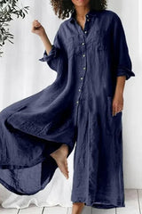 Cotton And Linen Shirt Jumpsuit