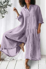 Cotton And Linen Shirt Jumpsuit