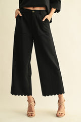 Scallop Edge Solid Dressy Pants