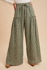 Ditsy Floral Crinkled Woven Palazzo Pants