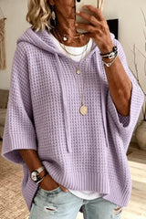 Loose Knit Sweater Solid Sweater Hooded