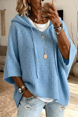 Loose Knit Sweater Solid Sweater Hooded