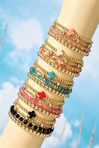 Boho Cross Beaded Stretch Bracelets