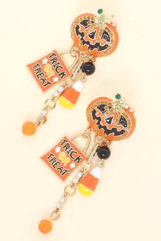 Halloween Pumpkin Rhinestone Earrings