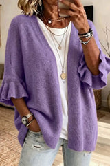 3/4 Sleeve  Knitted Loose Fit Cardigan