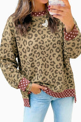 Leopard Polka Dot Patchwork Sweatshirt