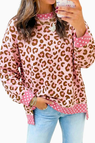 Leopard Polka Dot Patchwork Sweatshirt