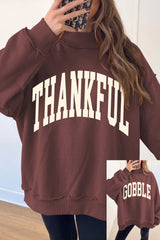 Thanksgiving Reversible Slogan Graphic Pullover Sweatshirt