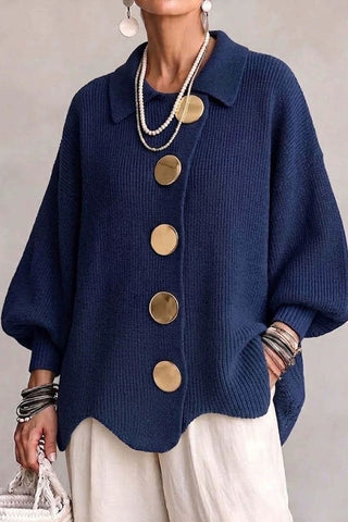 Button Lapel Sweater Cardigan