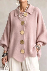 Button Lapel Sweater Cardigan
