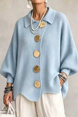 Button Lapel Sweater Cardigan