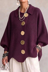 Button Lapel Sweater Cardigan