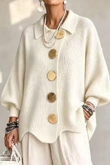 Button Lapel Sweater Cardigan