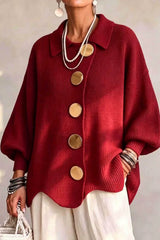 Button Lapel Sweater Cardigan
