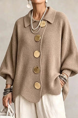 Button Lapel Sweater Cardigan