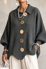 Button Lapel Sweater Cardigan