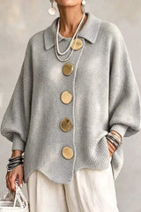Button Lapel Sweater Cardigan