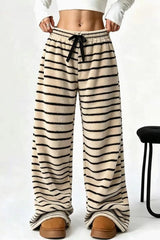 Striped Fleece Wide Leg Pants