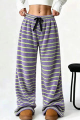 Striped Fleece Wide Leg Pants