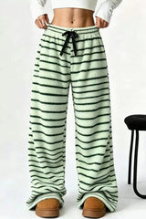 Striped Fleece Wide Leg Pants