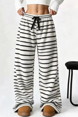 Striped Fleece Wide Leg Pants