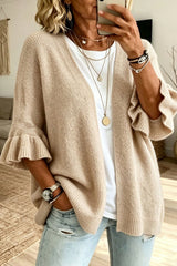 3/4 Sleeve  Knitted Loose Fit Cardigan