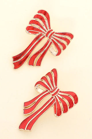 Christmas Red Bow Earrings