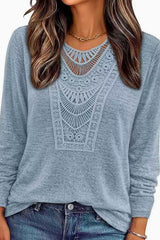 Long Sleeved Hollowed Out Top