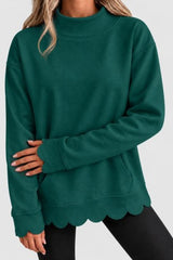 Scallop Edge Mock Neck Sweatshirt