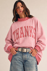 Vintage Thanks Gingham Patch Pullover