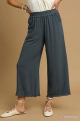 UMGEE Frayed Hem Wide-Leg Pants - More colors!
