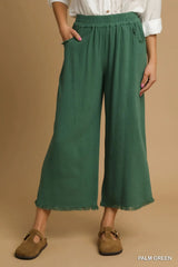 UMGEE Frayed Hem Wide-Leg Pants - More colors!