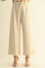 Scallop Edge Solid Dressy Pants