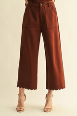 Scallop Edge Solid Dressy Pants