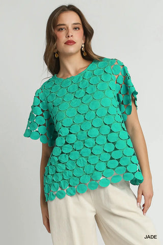 Polka Dot Lace Short Sleeve Top