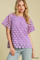Polka Dot Lace Short Sleeve Top