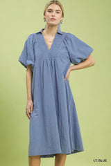UMGEE Smocked Collar Midi Dress