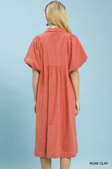 UMGEE Smocked Collar Midi Dress