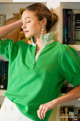 Striped Collar Popover Top