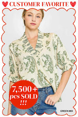 Willow Vine Ruffle Trim Blouse