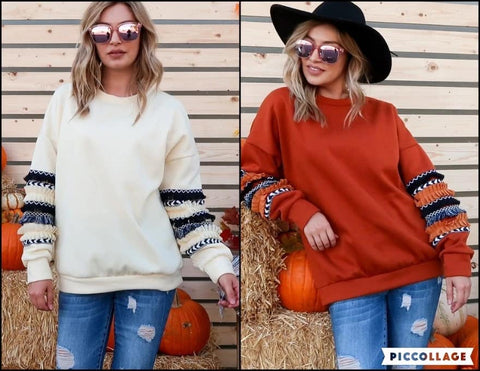 Ripple Sleeve Sweatshirt