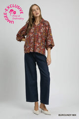 Floral Print Scallop Hem Blouse